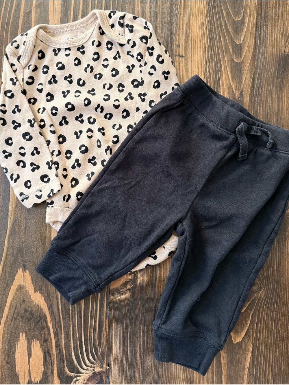 Baby Animal Print Onesie and Black Pants
